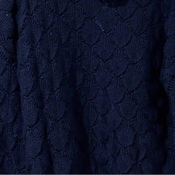 FRNCH Paris Women's Blue Scalloped Knit Chunky Turtle Neck Sweater size S/M - Picture 8 of 8